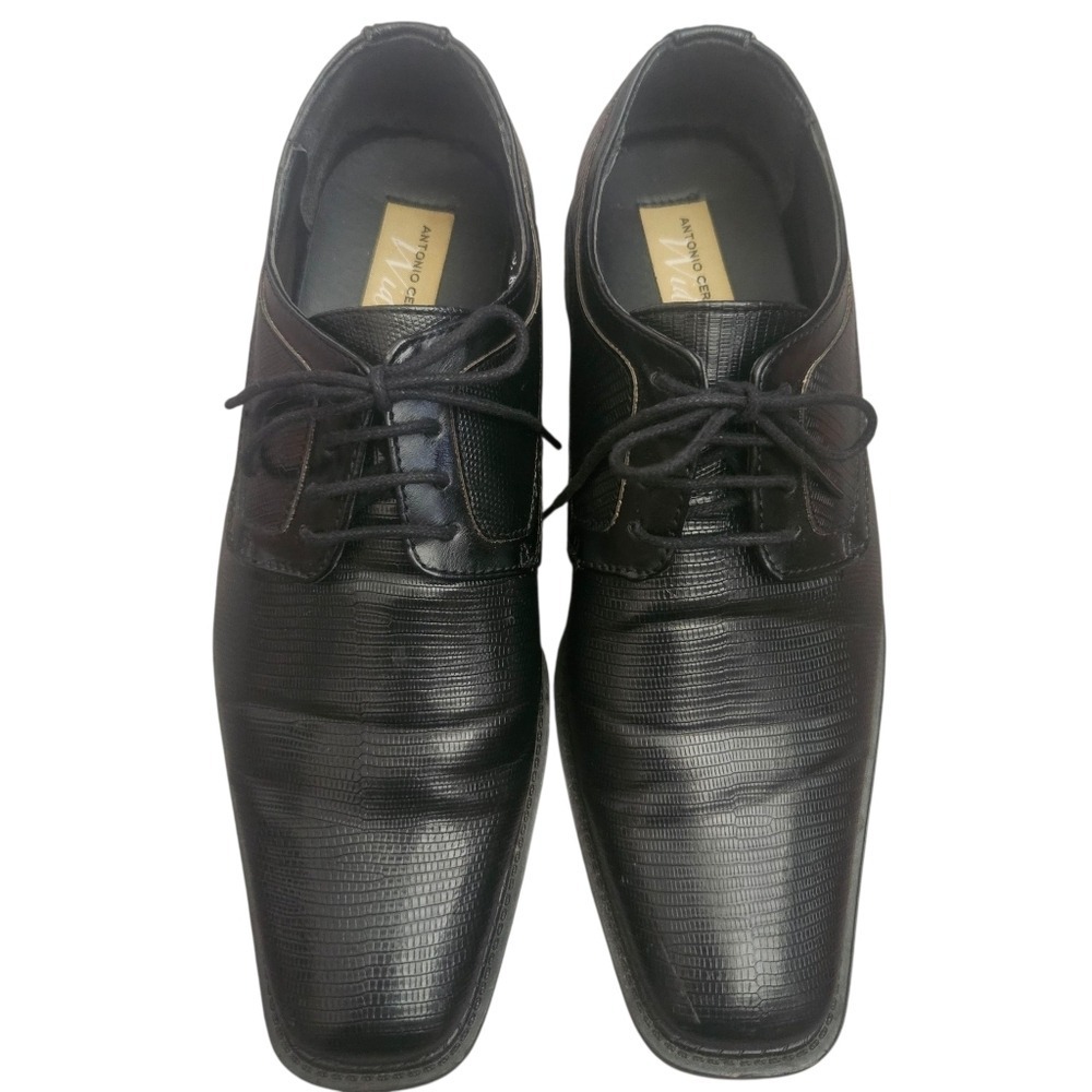 Antonio Cerrelli Wides Mens 11W Black Lizard Embossed Square Toe Oxford Shoes‎